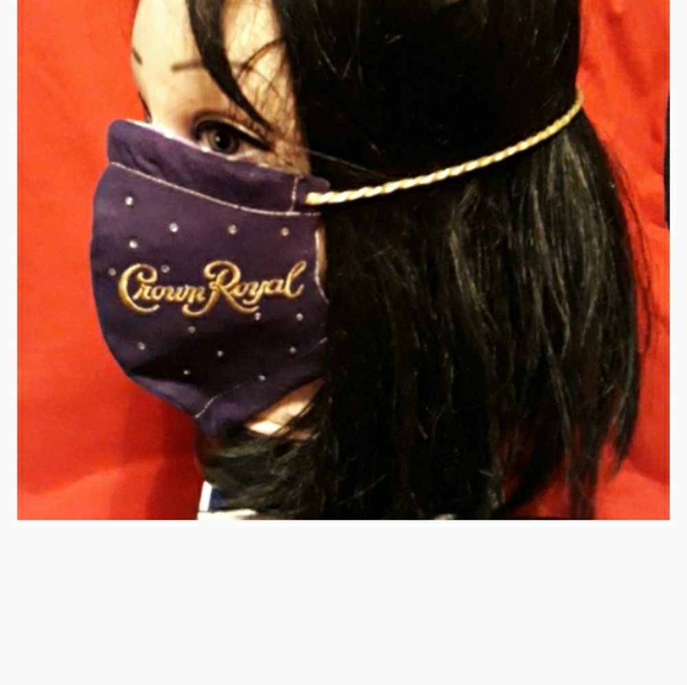 Reversible face mask, bling, Crown Royal Design